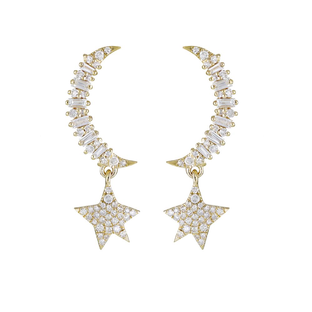 Diamond Baguette Star dangling earrings