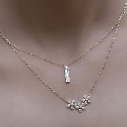 Diamond Vertical Bar Dangle Necklace