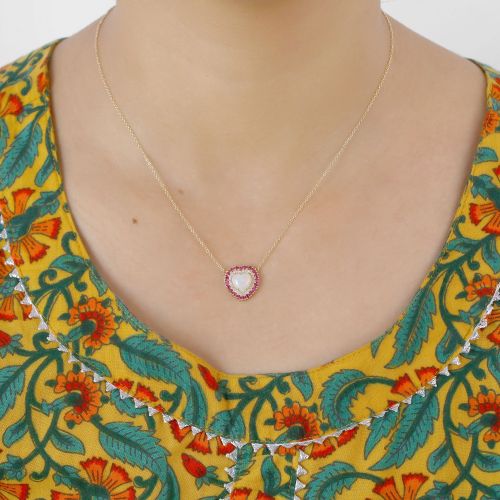 Pink Sapphire Heart Necklace