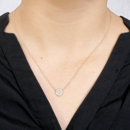 White Gold Diamond Disc Necklace