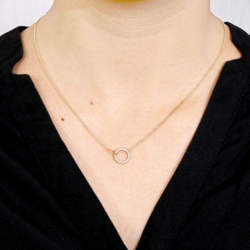Circle Diamond Pendant Necklace