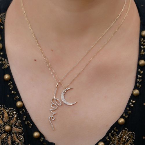 Diamond Moon Pendant Necklace
