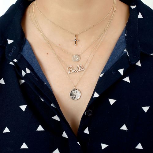 Black & White Diamond Ying-Yang Pendant