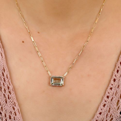 Green Amethyst Diamond Necklace
