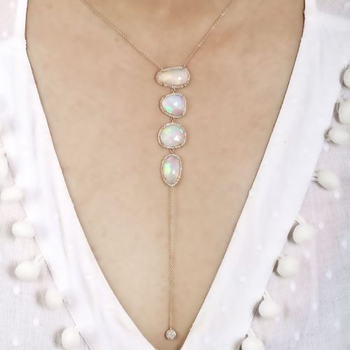 Diamond Ethopian Opal Necklace