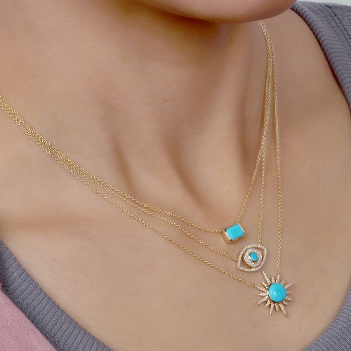 Diamond Turquoise Star Necklace 20mm