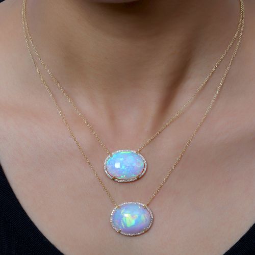 Diamond Ethiopian Opal Necklace