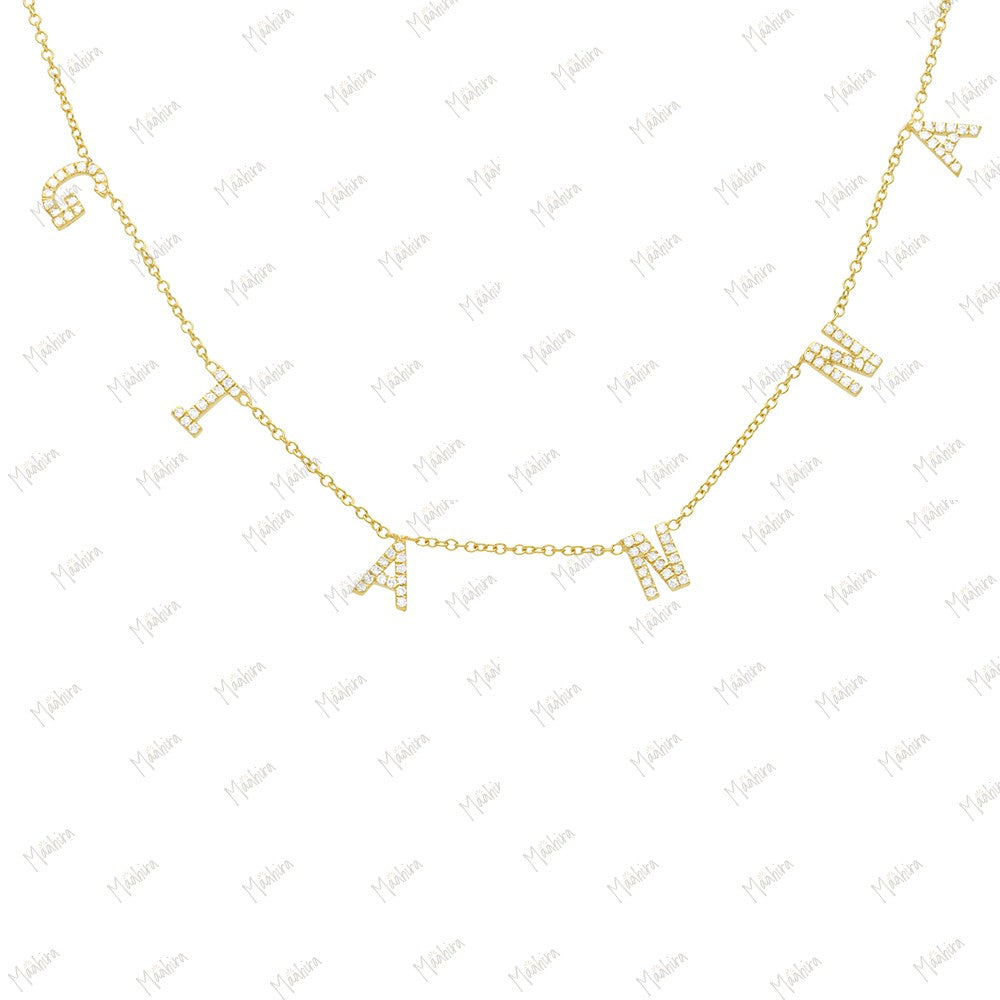 Diamond G I A N N A Letter Necklace