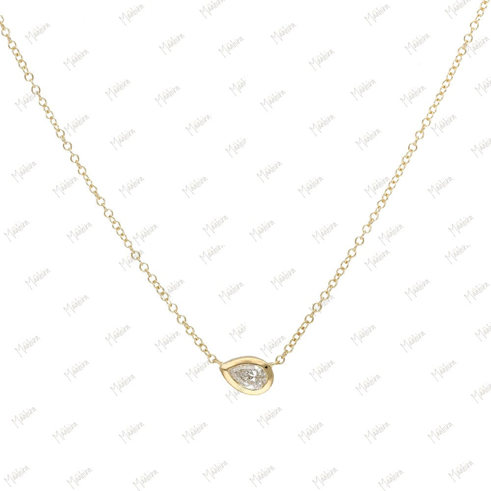 Minimalist  Diamond Pear Necklace