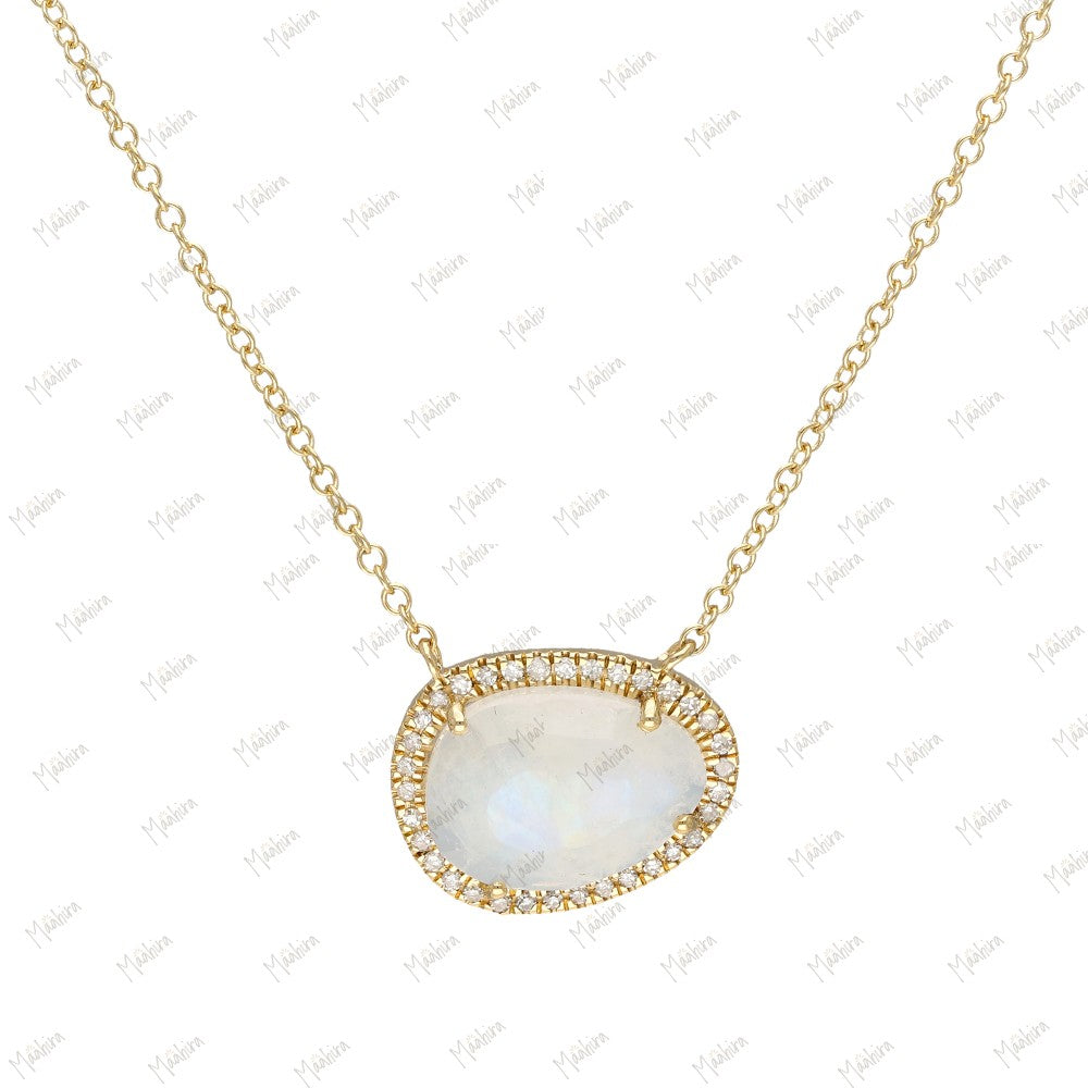 Diamond Aquamarine/Bio Tourmaline/Labradorite/BlueTopaz/Mother of Pearl/Pink Tourmaline/Rainbow Moonstone/Tanzanite Hydro Necklace-10.80x13.60mm