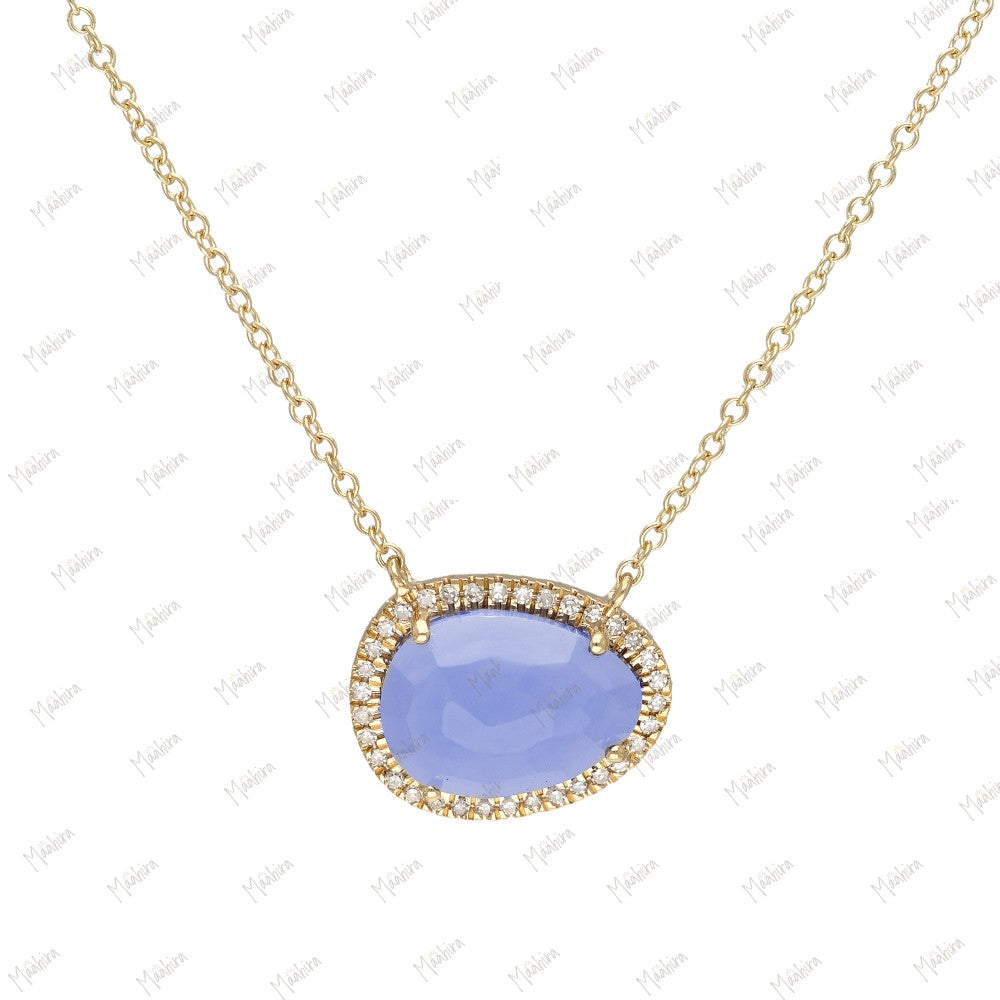 Diamond Aquamarine/Bio Tourmaline/Labradorite/BlueTopaz/Mother of Pearl/Pink Tourmaline/Rainbow Moonstone/Tanzanite Hydro Necklace-10.80x13.60mm