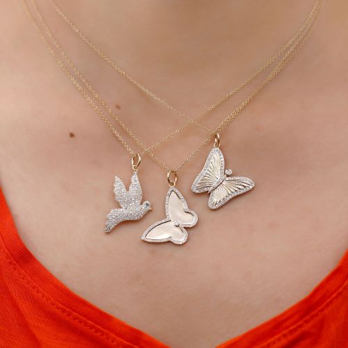 Diamond Framed Butterfly Pendant