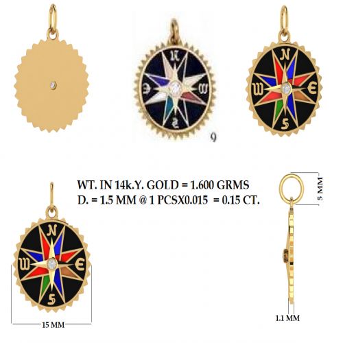 Mix Enamel Compass Pendant