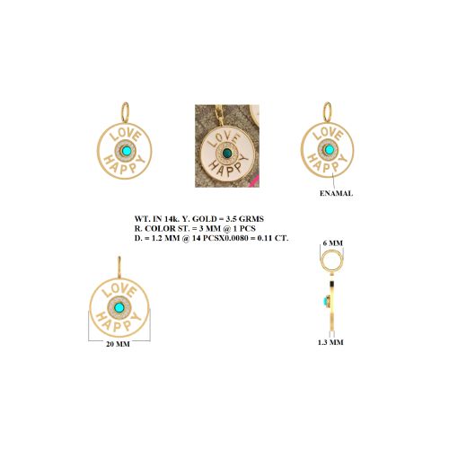 White Enamel Disc Pendant
