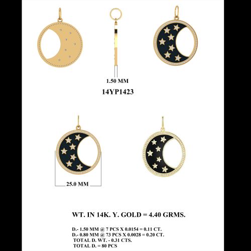 White Enamel Half Moon Pendant