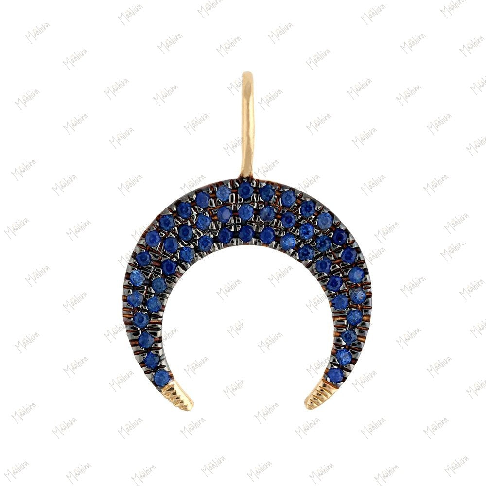 Blue Sapphire Horn Pendant 14mm