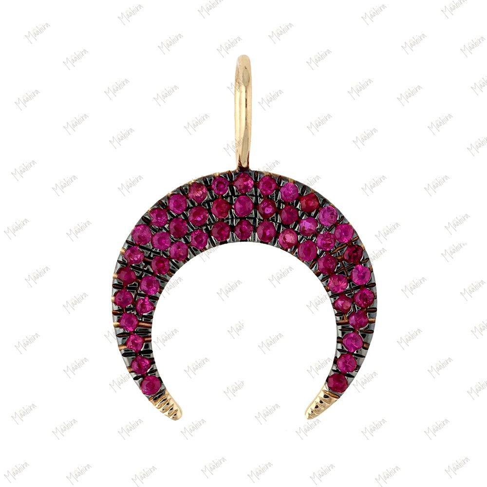 Minimalist Gold Ruby Horn Pendant