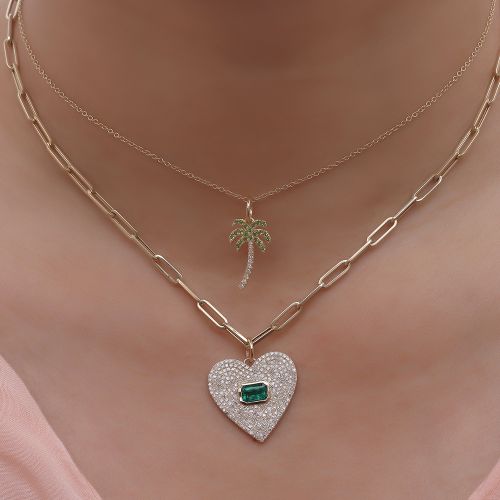 Heart Pendant With Emerald 20x20mm