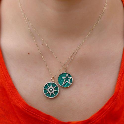 Malachite Diamond Star Pendant 20mm