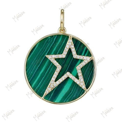 Malachite Diamond Star Pendant 20mm