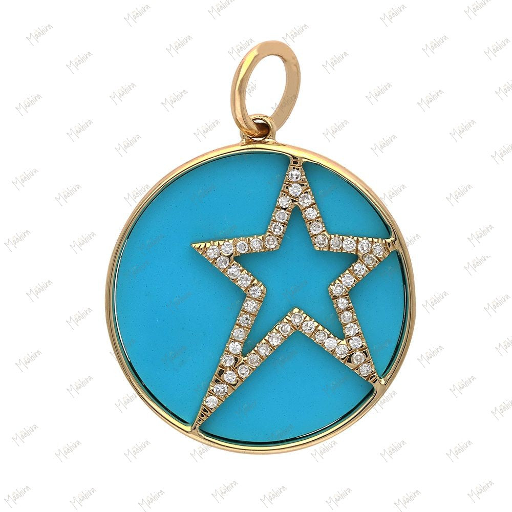 Malachite Diamond Star Pendant 20mm