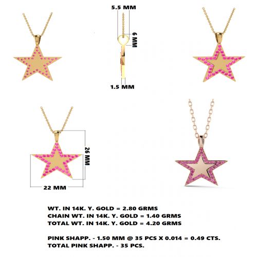 Pink Sapphire Star Pendant