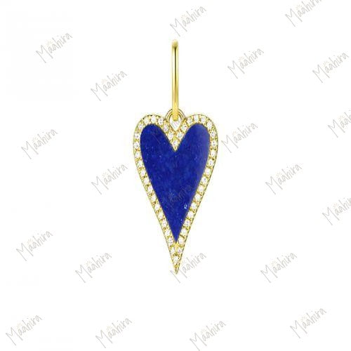 Lapis Diamond Heart Pendant 15mm