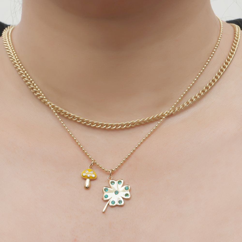 Diamond Mushroom Pendant with Amethyst Enamel 8x13mm