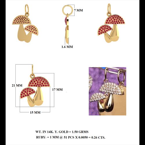 Mushroom Shaped Diamond Pendant