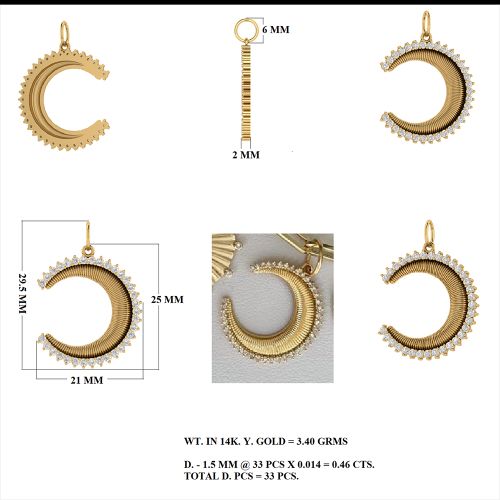 Moon-Shaped Diamond Pendant