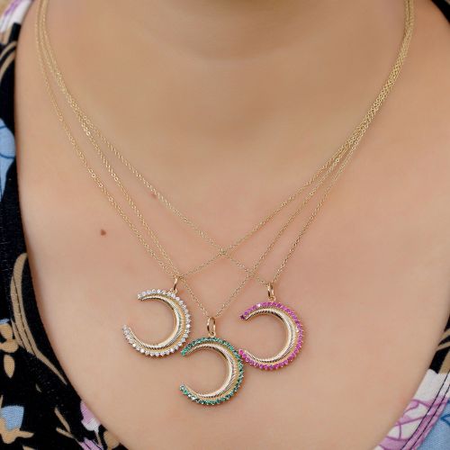 Moon-Shaped Diamond Pendant