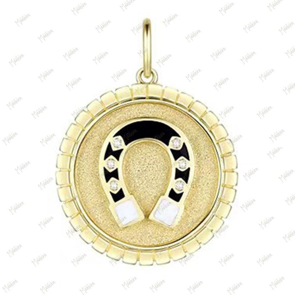 Diamond Enamel Horseshoe Pendant 22mm