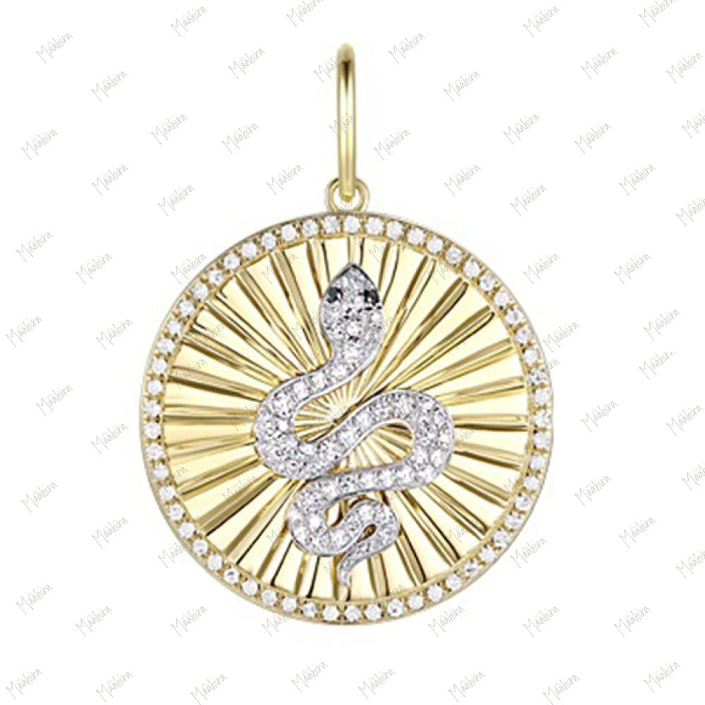 Diamond Snake Pendant With Black Diamond Eye 20mm