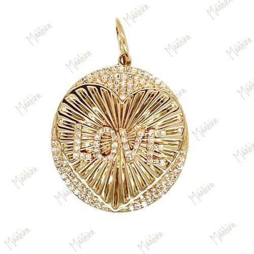 Diamond Love on Heart Pendant 22mm