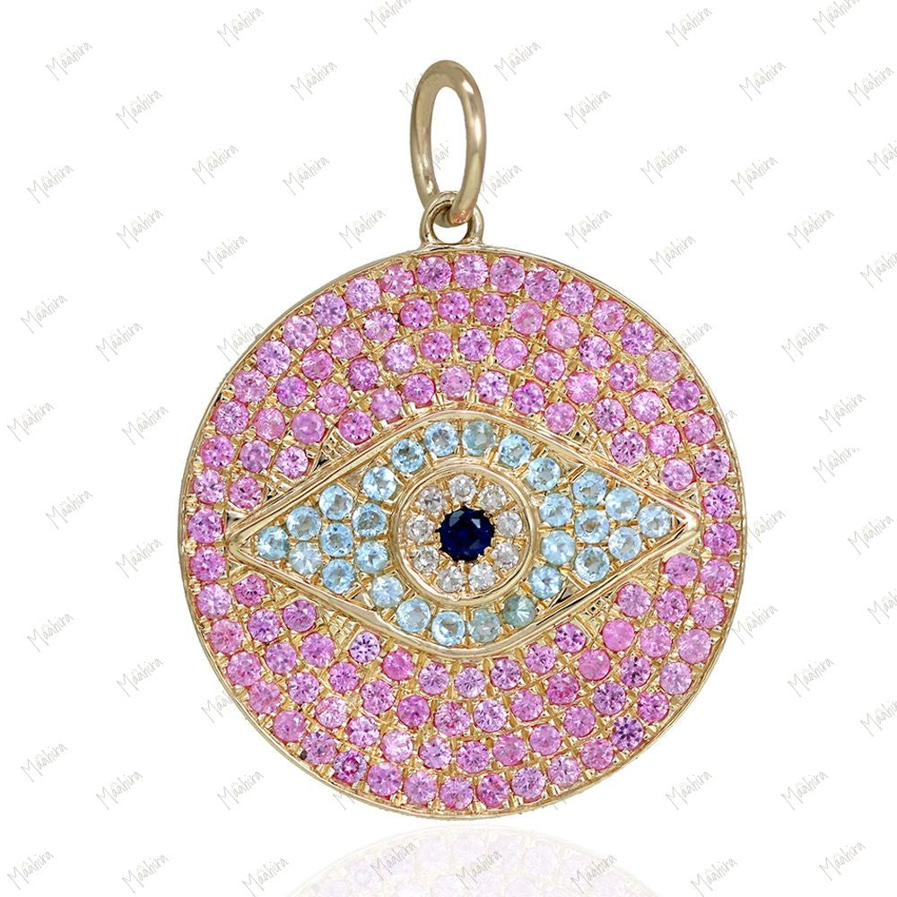Diamond & Pink Sapphire Eye Pendant 21.50mm