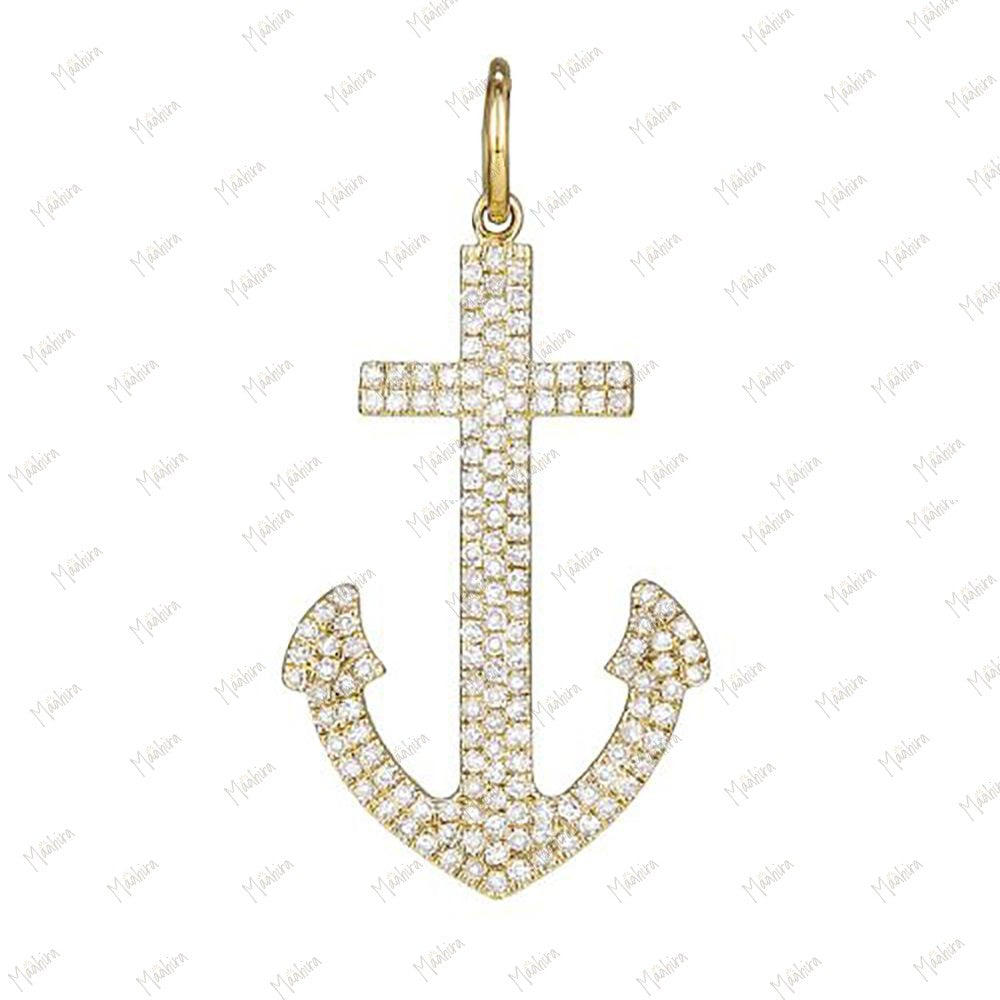 Diamond Anchor Pendant 24x16mm
