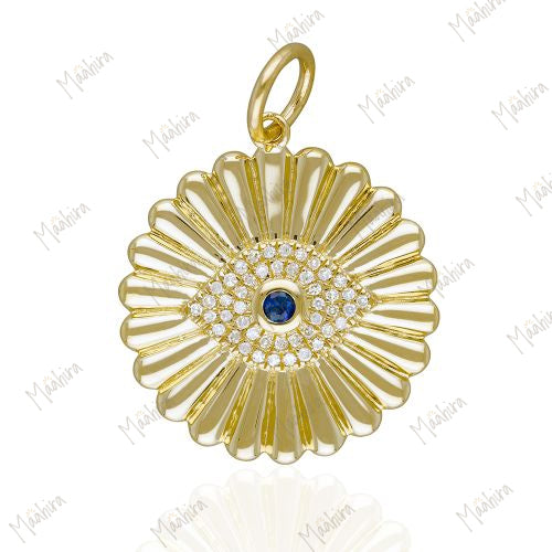 Diamond & Blue Sapphire Evil Eye Rays Pendant