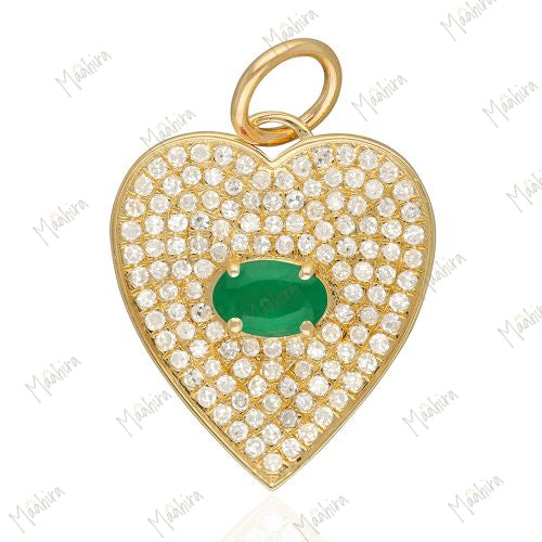 Diamond & Emerald Heart Pendant