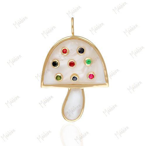 Lapis 8 Multicolor Collate Mushroom Pendant