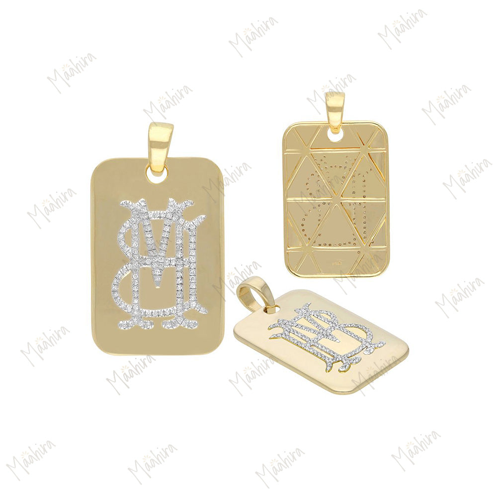 Diamond MB Letter Pendant 20x30mm