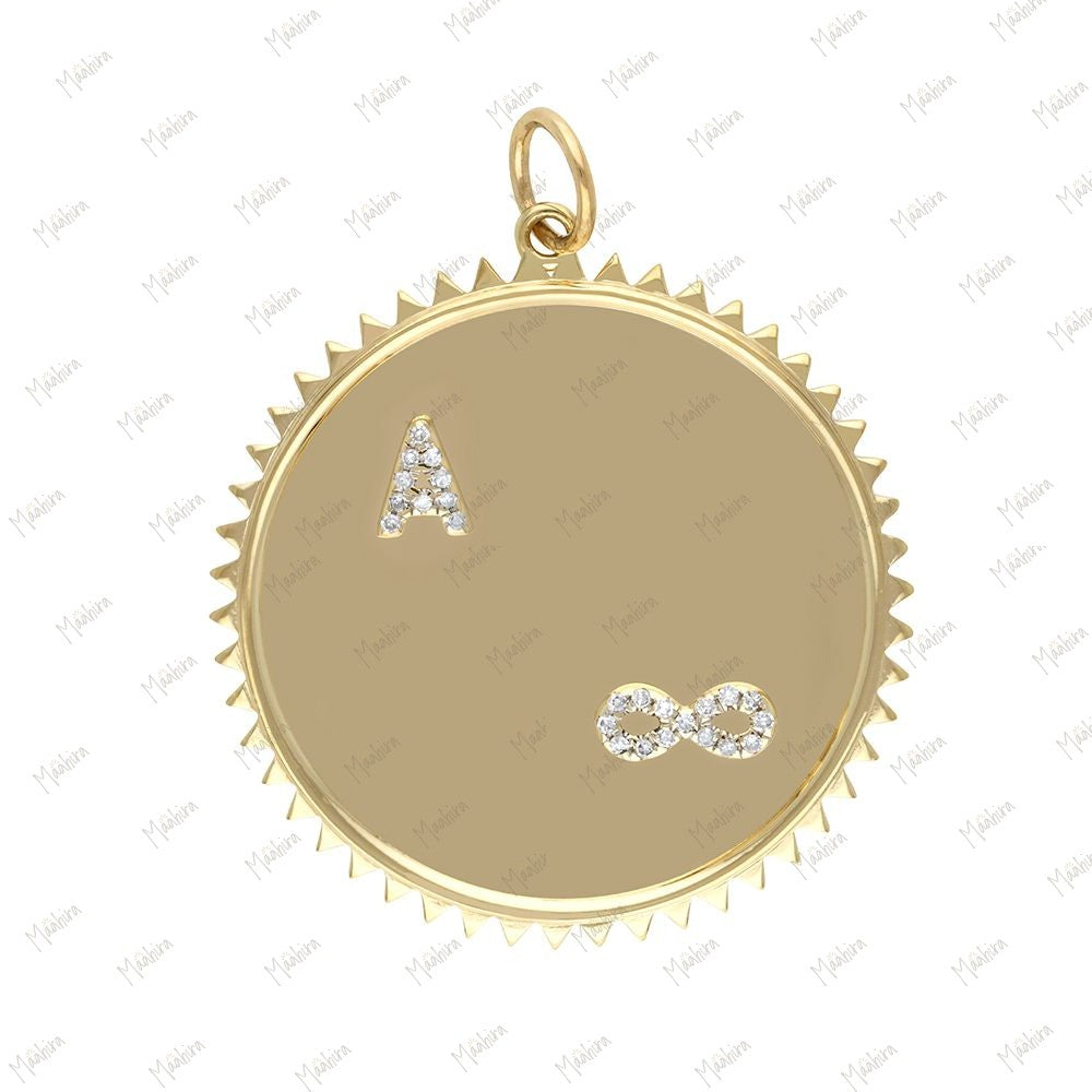 Diamond A letter & Infinity Sign Pendant 30mm