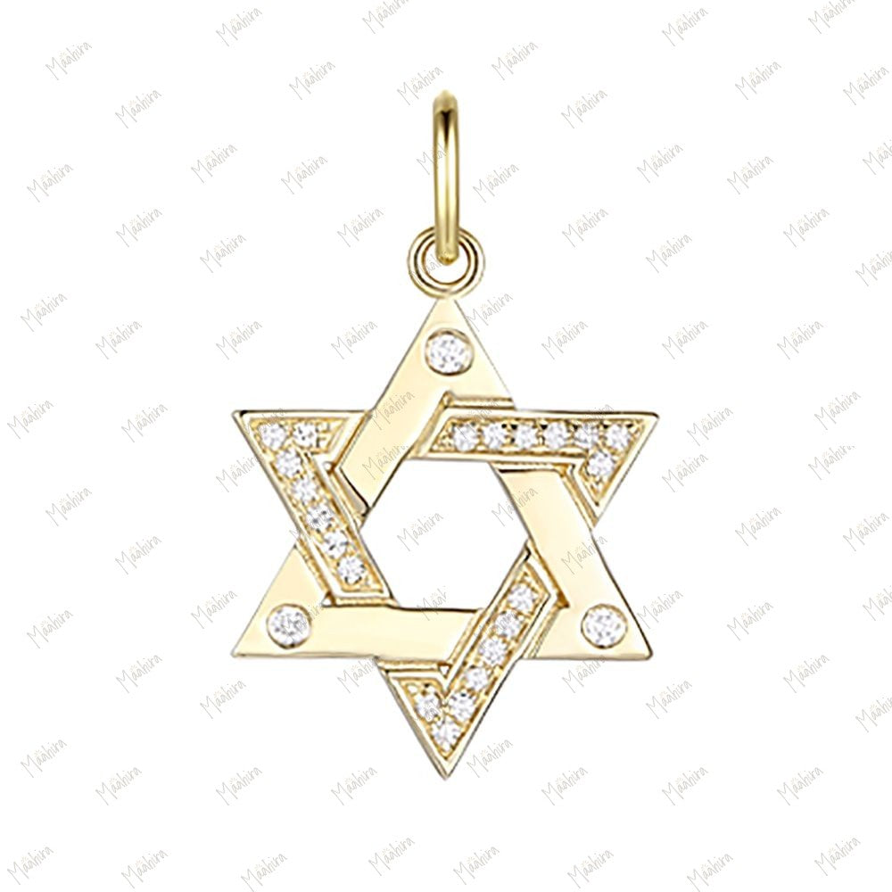 Diamond Star of David Pendant 14mm