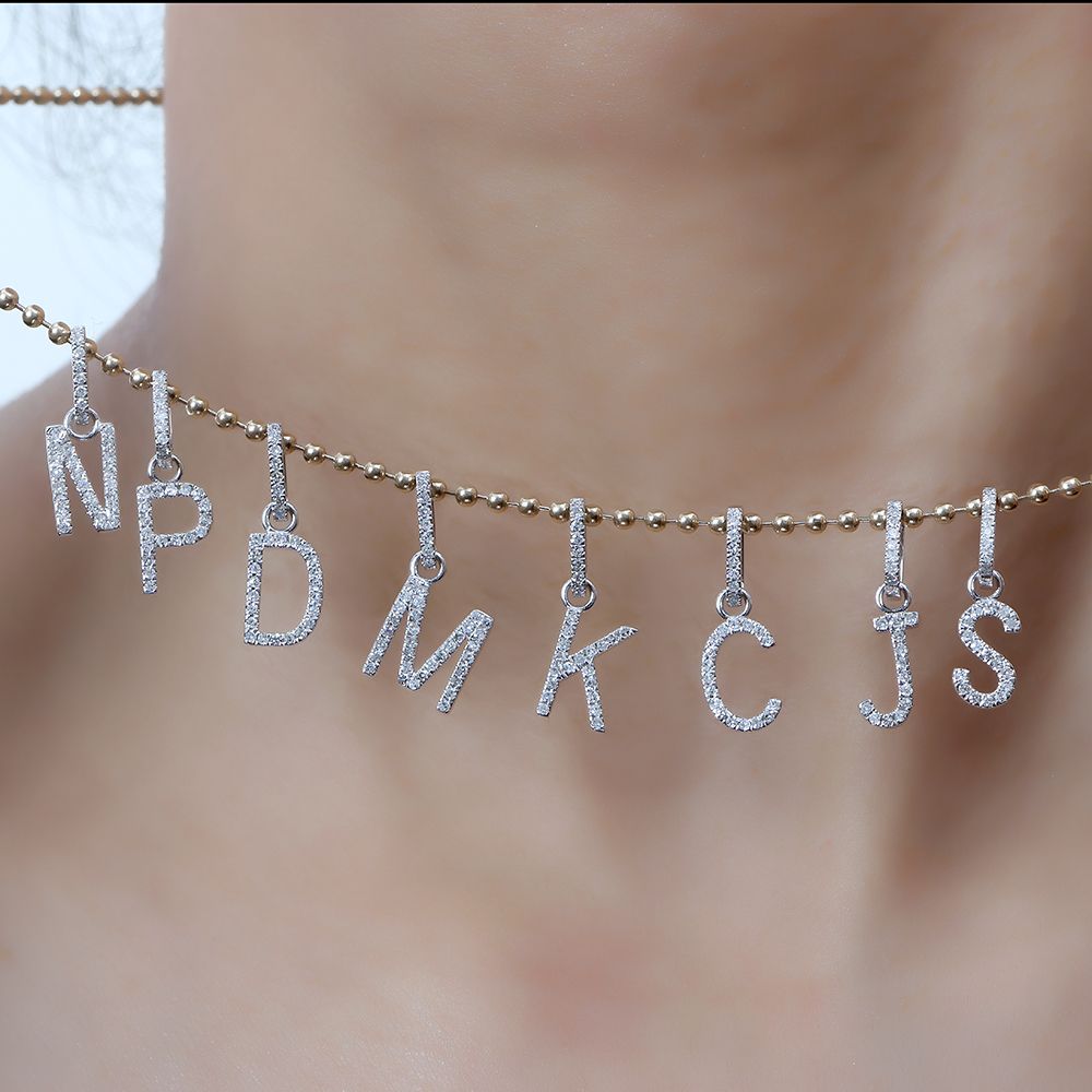 Diamond Initial Letter A Pendant with Clicker Lock 8.90x10mm, Lock 6x9mm