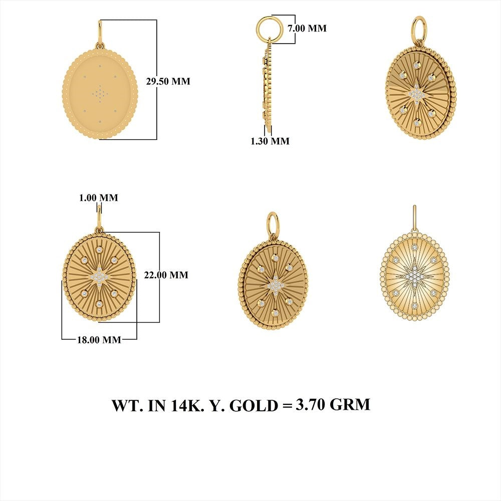 Diamond Oval Shape Pendant 18x22mm