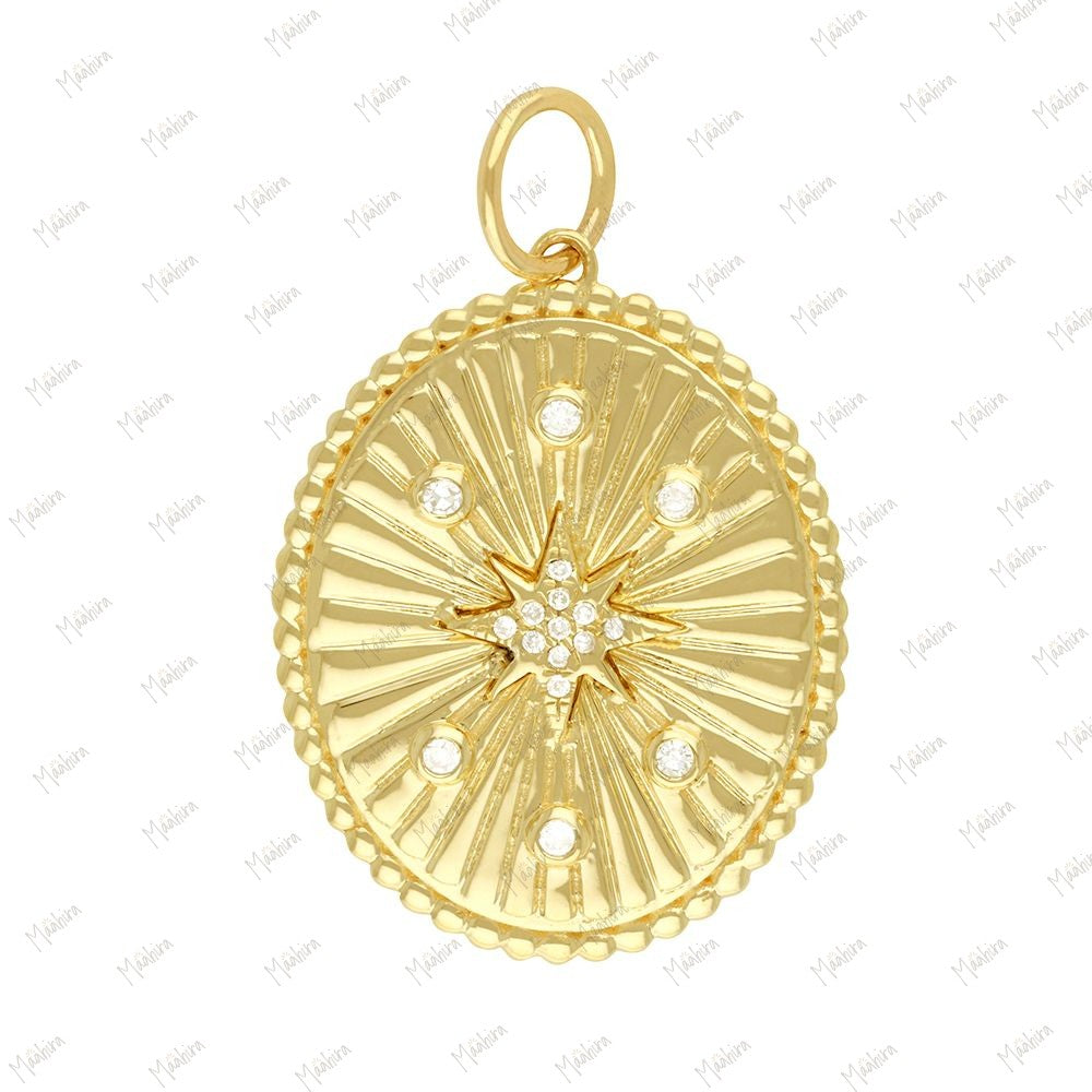 Diamond Oval Shape Pendant 18x22mm