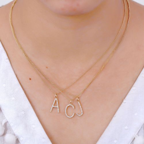 Diamond Initial Letter A Pendant 15mm