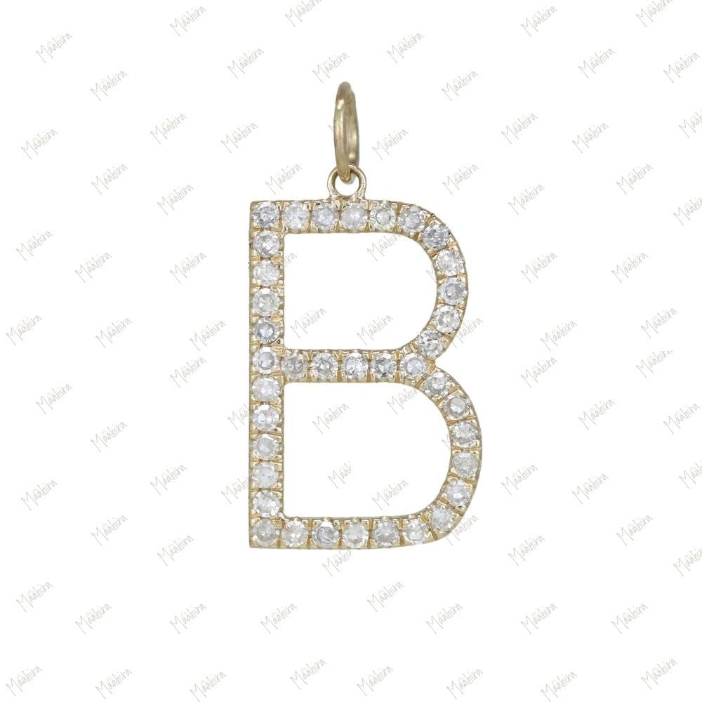 Diamond B/D/K/L/M/R/S/T Initial Charm Pendant – 15mm