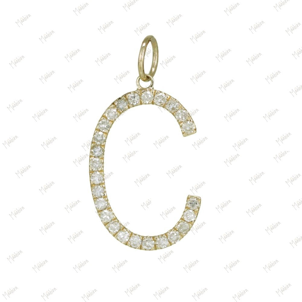 Diamond Alphabet Initial Letter C Pendant 15mm