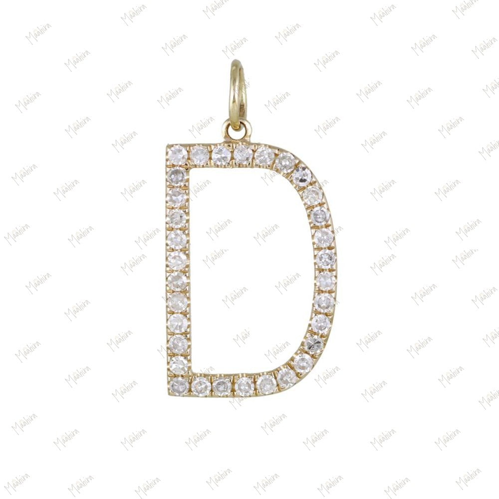 Diamond B/D/K/L/M/R/S/T Initial Charm Pendant – 15mm