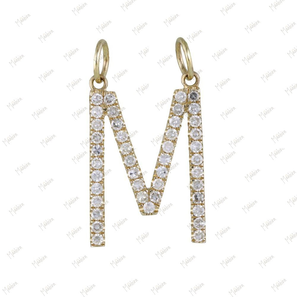 Diamond B/D/K/L/M/R/S/T Initial Charm Pendant – 15mm